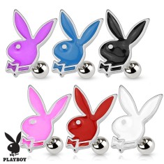 Piercing tragus, o?el 316L, iepura? Playboy decorat cu smal? colorat - Culoare Piercing: Albastru foto