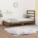 Pat de zi extensibil, maro miere, 2x(90x200) cm, lemn masiv pin