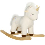 AIYAPLAY Cal Balansoar pentru Copii 2-4 Ani &icirc;n Formă de Unicorn cu Sunete și &Icirc;nveliș Moale, 63x33x56 cm, Alb | Aosom Romania