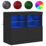 Cumpara ieftin Servanta cu lumini LED, negru, 81x37x67 cm