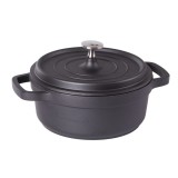 Oala de aluminiu cu capac, negru, 4 L, 25 cm, Verk Group