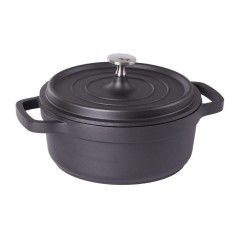 Oala de aluminiu cu capac, negru, 4 L, 25 cm, Verk Group