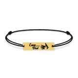 Sole - Bratara personalizata din snur cu tablita din argint 925 placat cu aur galben 24K