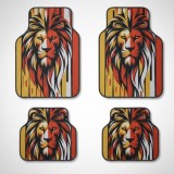 Cumpara ieftin Covorase Auto Universale Lion Power, Design Tribal Rosu-Galben, Material Textil Durabil, Antiderapante, Protectie Noroi si Apa
