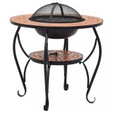 Cumpara ieftin Masa cu vatra de foc, mozaic, caramiziu, 68 cm, ceramica