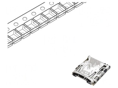 Conector microSD push-push pentru montare pe placa superioară foto