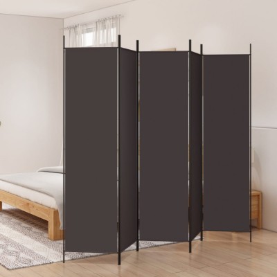Paravan de cameră cu 5 panouri maro 250x200 cm material textil foto
