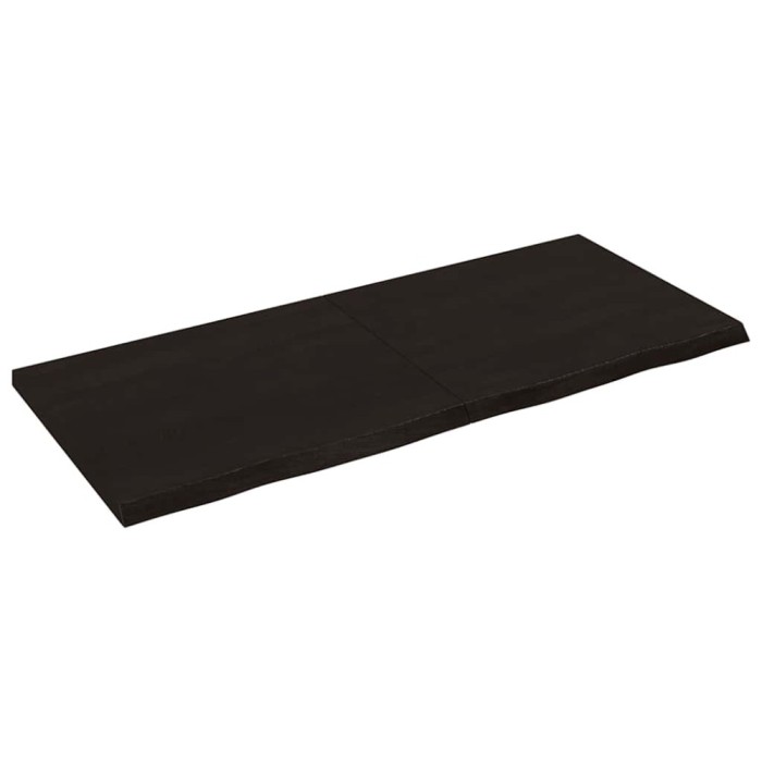 Blat de masa maro 140x60x(2-4) cm, lemn masiv stejar tratat