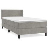 Cumpara ieftin Pat continental cu saltea, gri deschis, 80x200 cm, catifea