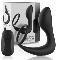Vibrator Anal cu Telecomanda, 10 Moduri de Vibratie, 3 Niveluri de Intensitate, Inel pentru Penis, Silicon Medical, Fara BPA, Rezistent la Apa IPX6, U