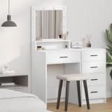 Masa de toaletă vidaXL cu lumini LED Alb 50x41x135 cm