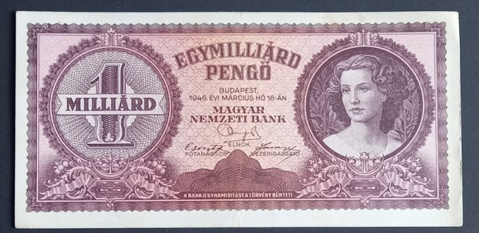 Ungaria, 1 Milliard Pengo 1946.