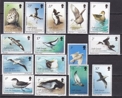 Georgia de Sud 1987 fauna pasari MI 150-164 MNH foto