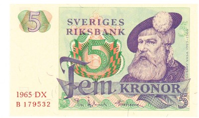 Suedia 5 Kronor 1965 P-51 Seria 179532 foto