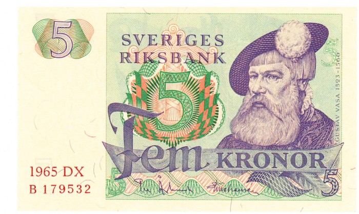 Suedia 5 Kronor 1965 P-51 Seria 179532
