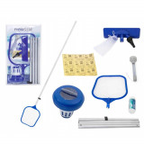 Set de curatare piscina - tija cu plasa, cap de curatare, termometru, tester de pH, dozator