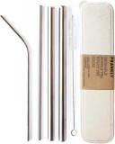 Set de 4 paie de baut cu perie de curatare FRANKLY, otel inoxidabil, argintiu