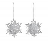 Set 2 decoratiuni brad Snowflake, 11.5x2.5x11.5 cm, polipropilena, argintiu