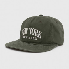 Abercrombie & Fitch șapcă de baseball din bumbac culoarea verde, cu imprimeu