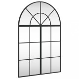 Cumpara ieftin Oglinda de perete, negru, 60x90 cm, arcuita, fier