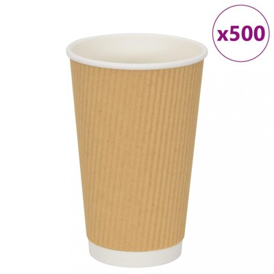 vidaXL Cești de cafea din h&amp;acirc;rtie 500 buc 16 oz 400 ml roșu și negru foto