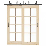 VidaXL Set feronerie pentru uși glisante, negru, 200 cm, oțel