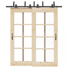vidaXL Set feronerie pentru uși glisante, negru, 200 cm, oțel