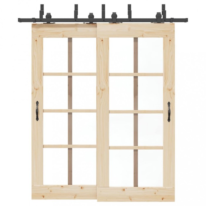 vidaXL Set feronerie pentru uși glisante, negru, 200 cm, oțel