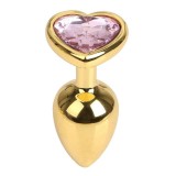 Dildo anal metalic Rosy S Gold Heart Shape Pink Diamond