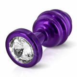 Plug anal - Diogol Ano Ribbed Purple 35 mm