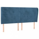 Tablie pat cu urechi albastru inchis 183x23x118/128 cm catifea