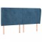 Tablie pat cu urechi albastru inchis 183x23x118/128 cm catifea