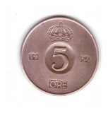 Moneda Suedia 5 ore 1954, stare foarte buna, curata, Europa, Bronz