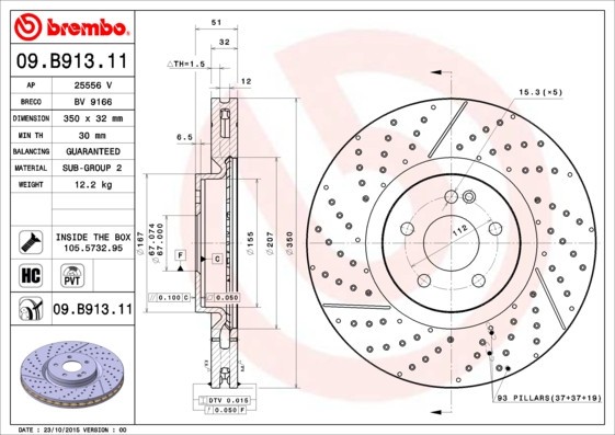 BREMBO 09.B913.11 PRIME LINE - UV Coated Disc frana