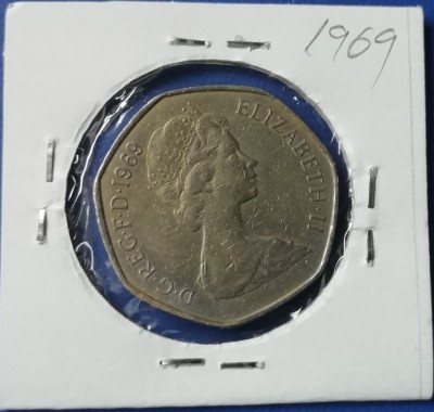 M3 C50 - Moneda foarte veche - Anglia - fifty pence - 1969 foto