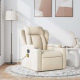 VidaXL Fotoliu rabatabil de masaj, crem, material textil