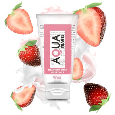 Lubrifiant pe baza de apa Aqua Travel cu aroma de capsuni 50 ml foto