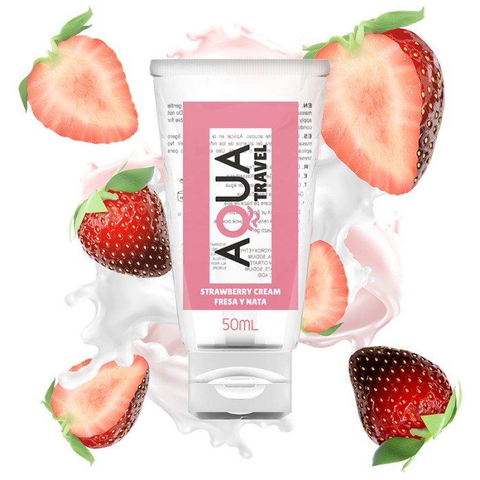 Lubrifiant pe baza de apa Aqua Travel cu aroma de capsuni 50 ml