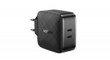 &Icirc;ncărcător de perete UGREEN CD216, 2xUSB-C, 66W, PD (negru)