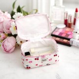 Geanta cosmetica pentru femei, matlasata, model cu cirese si fundite, 16x16x25 cm, JollyMag, KS150