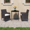 Gossi set mobilier bistro, 3 piese, maro, poliratan/sticla securizata