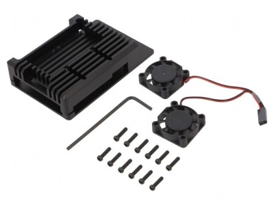 Carcasă Aluminiu Neagră pentru Raspberry Pi 4 B foto
