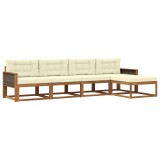 vidaXL Set de canapele de exterior cu pernă 5 pcs Natural și Crem 3382478