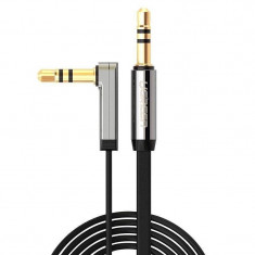 Cablu audio UGREEN Flat Elbow, mini jack 3.5 mm AUX, 1m, Negru/Argintiu foto