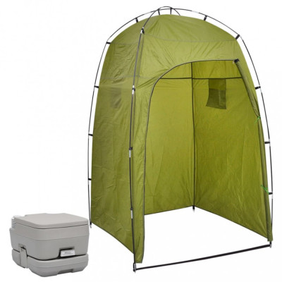 vidaXL Toaletă portabilă pentru camping, cu cort, 10+10 L foto