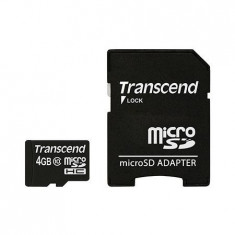 MICRO SD CARD 4GB CU ADAPTOR CLASS 10 TRANSCE foto