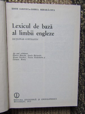 LEXICUL DE BAZA AL LIMBII ENGLEZE, DICTIONAR CONTRASTIV foto