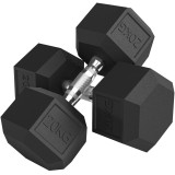 HOMCOM Set de Gantere de 2x20 kg, Set Greutăți Fitness cu M&acirc;ner Antialunecare, din Metal, pentru Antrenament Acasă și la Sală, Negru | Aosom Romania
