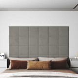 Panouri de perete 12 buc. gri deschis 30x30 cm catifea 1,08 m&sup2;