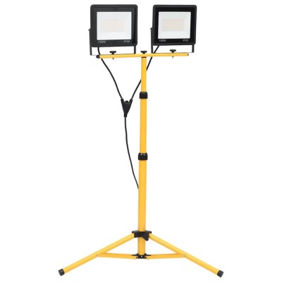 Proiector cu LED si trepied, 2x100 W, alb cald foto